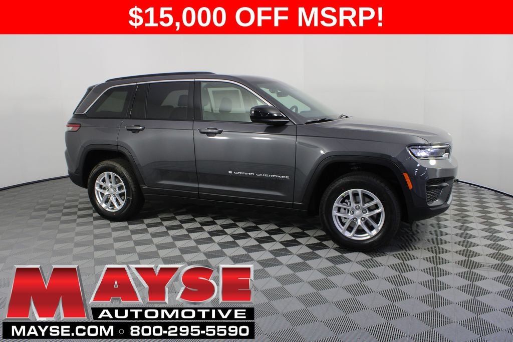 2026 Jeep Grand Cherokee Laredo X in Baltic Gray Metallic Clear-Coat Exterior Paint — front three-quarter view