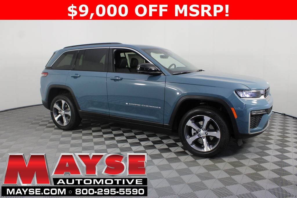 2026 Jeep Grand Cherokee Limited in Steel Blue Exterior Paint — front three-quarter view