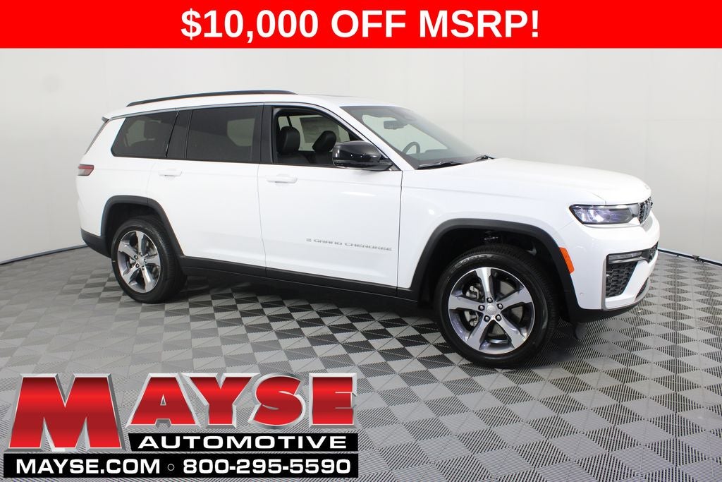 2026 Jeep Grand Cherokee L Limited in Bright White Clear-Coat Exterior Paint — front three-quarter view