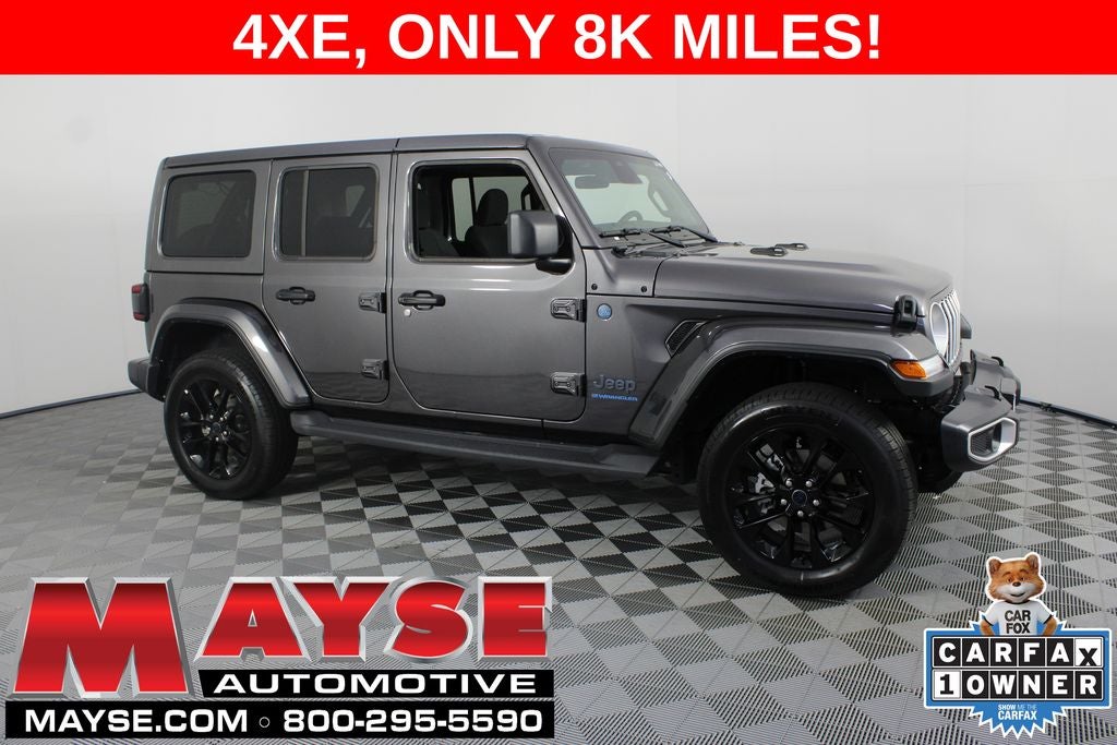 2025 Jeep Wrangler Sahara 4xe in Granite Crystal Metallic Clearcoat — front three-quarter view