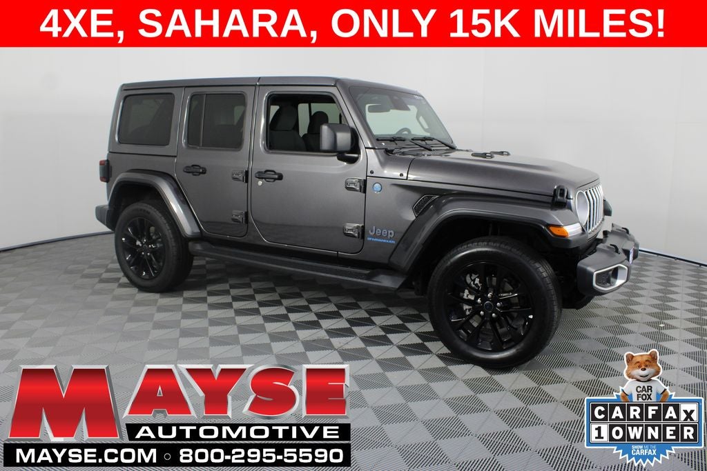 2025 Jeep Wrangler Sahara 4xe in Granite Crystal Metallic Clearcoat — front three-quarter view