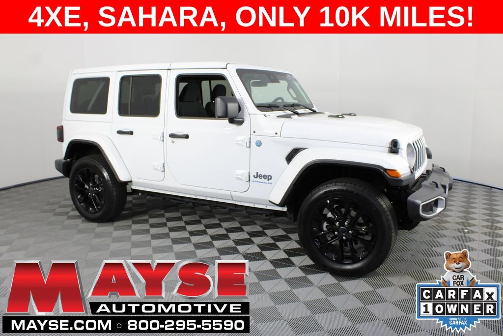 2025 Jeep Wrangler Sahara 4xe in Bright White Clearcoat — front three-quarter view