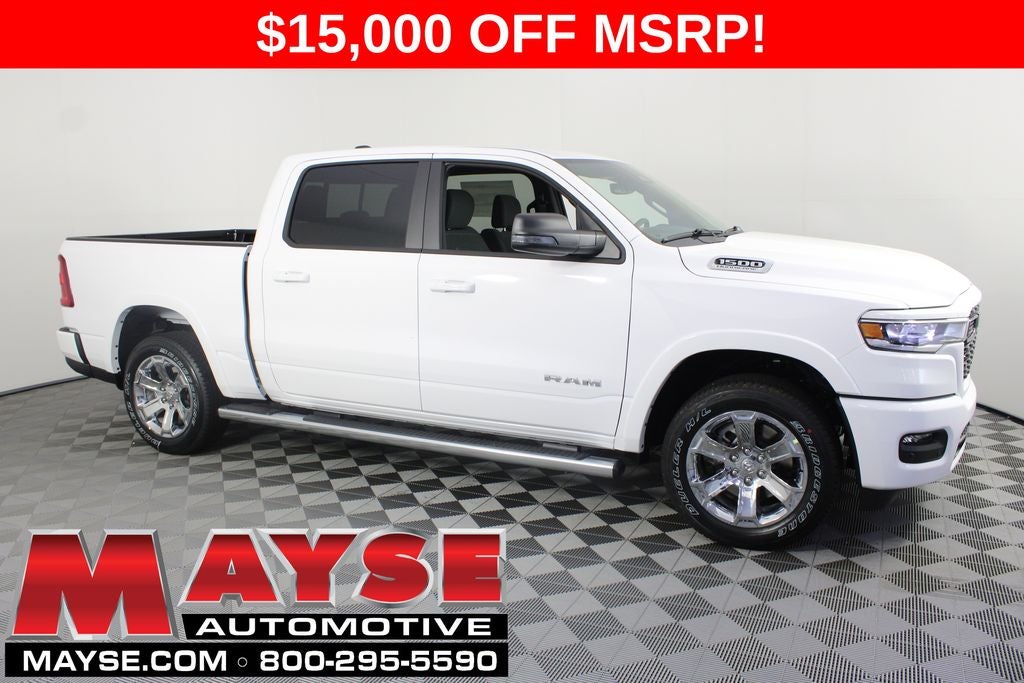 2026 RAM 1500 Big Horn/Lone Star in Bright White Clear-Coat Exterior Paint — front three-quarter view