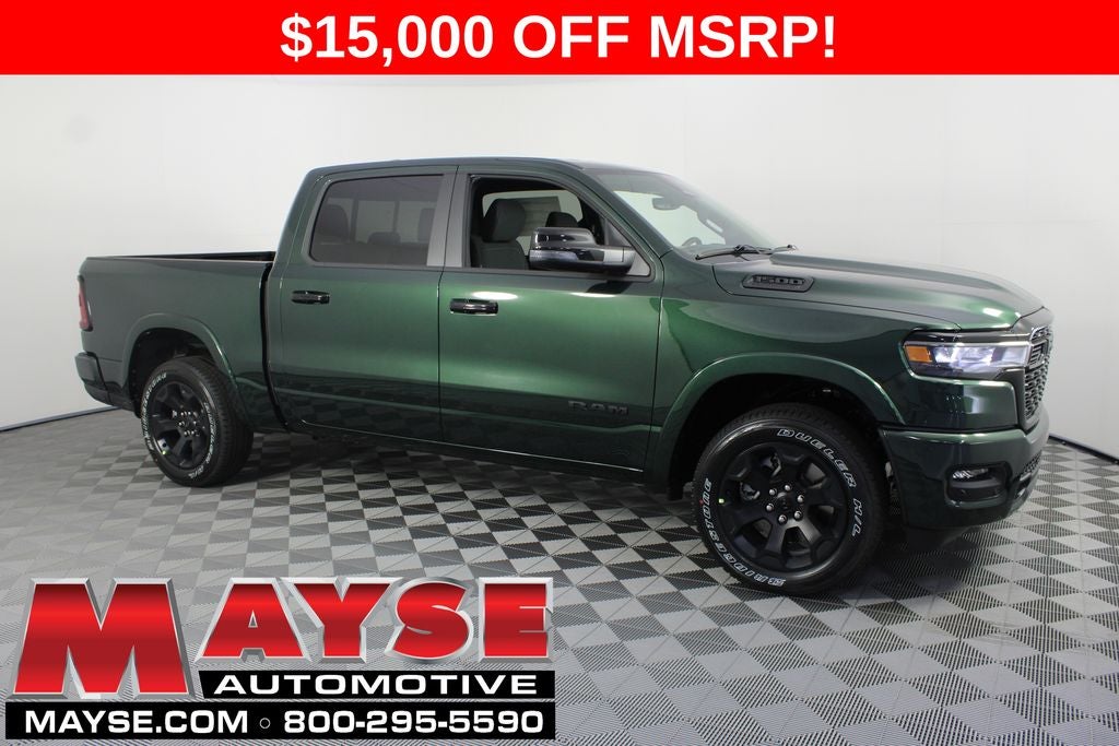 2026 RAM 1500 Big Horn/Lone Star in Serrano-Green Metallic Exterior Paint — front three-quarter view