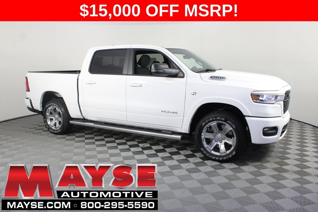 2026 RAM 1500 Big Horn/Lone Star in Bright White Clear-Coat Exterior Paint — front three-quarter view