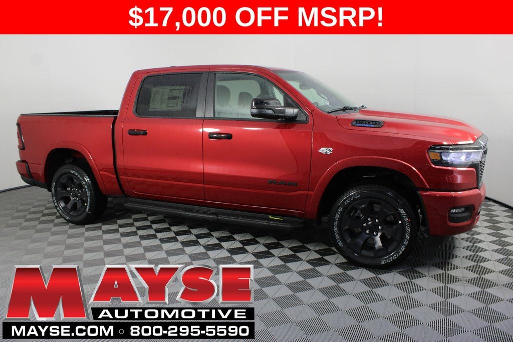 2026 RAM 1500 Big Horn/Lone Star in Molten Red Pearl-Coat Exterior Paint — front three-quarter view