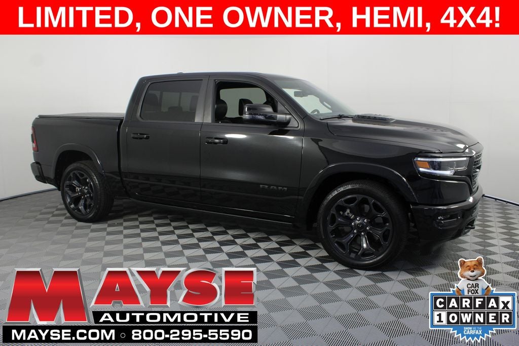 2024 RAM 1500 Limited in Diamond Black Crystal Pearlcoat — front three-quarter view