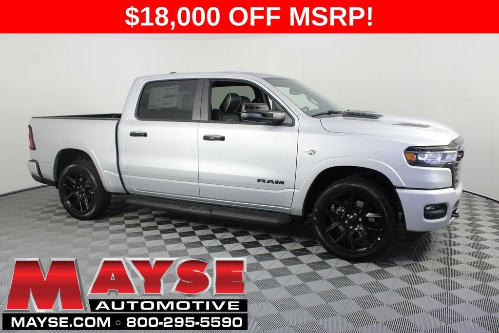 2026 RAM 1500 Laramie in Silver Zynith Exterior Paint — front three-quarter view
