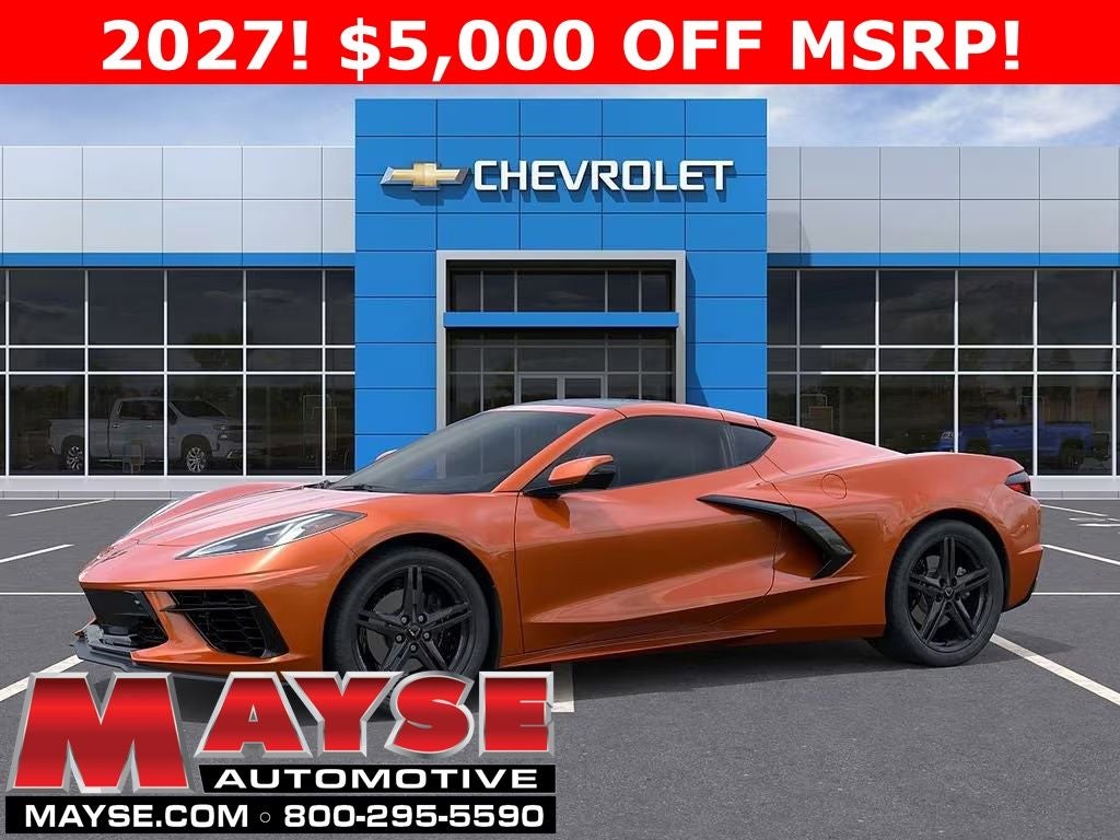 2027 Chevrolet Corvette Stingray 1LT in Sebring Orange Tintcoat — front three-quarter view