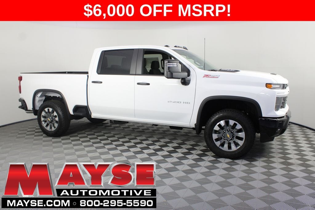 2026 Chevrolet Silverado 2500HD Custom in Summit White — front three-quarter view