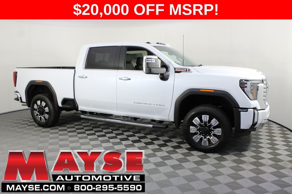 2026 GMC Sierra 2500HD Denali in Glacier White Tricoat — front three-quarter view