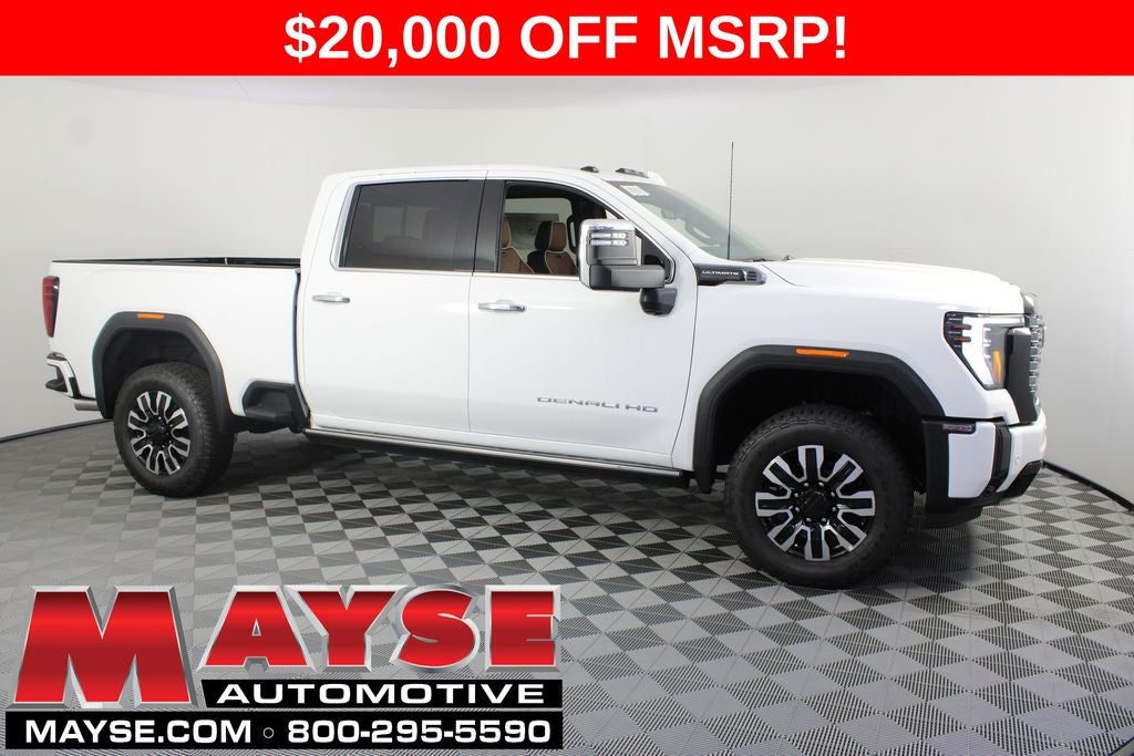 2026 GMC Sierra 3500HD Denali Ultimate in Summit White — front three-quarter view