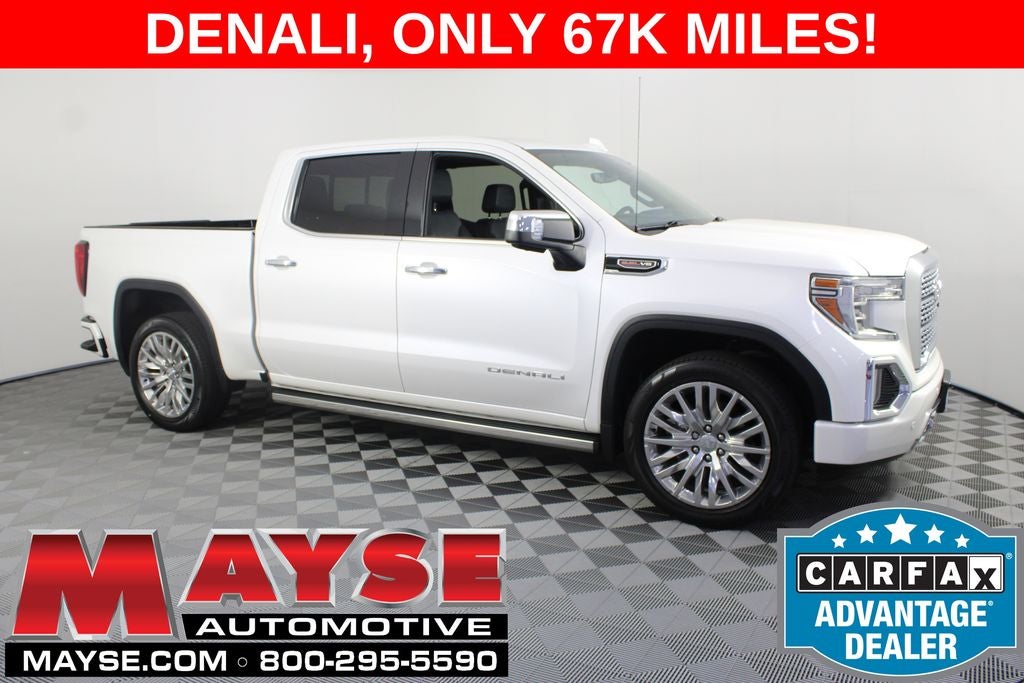 2019 GMC Sierra 1500 Denali in White Frost Tricoat — front three-quarter view