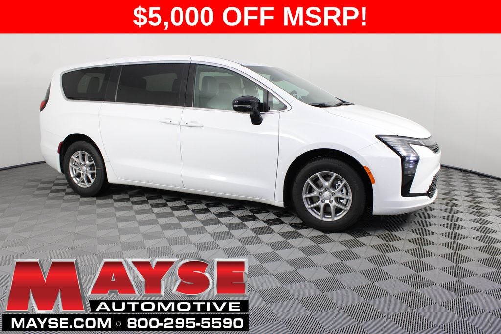 2027 Chrysler Pacifica Select in Bright White Clear-Coat Exterior Paint — front three-quarter view