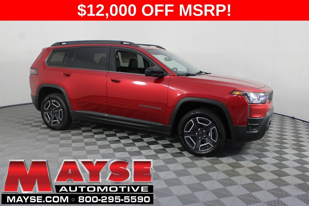 2026 Jeep Cherokee Limited in Red Hot Pearl-Coat Exterior Paint — front three-quarter view