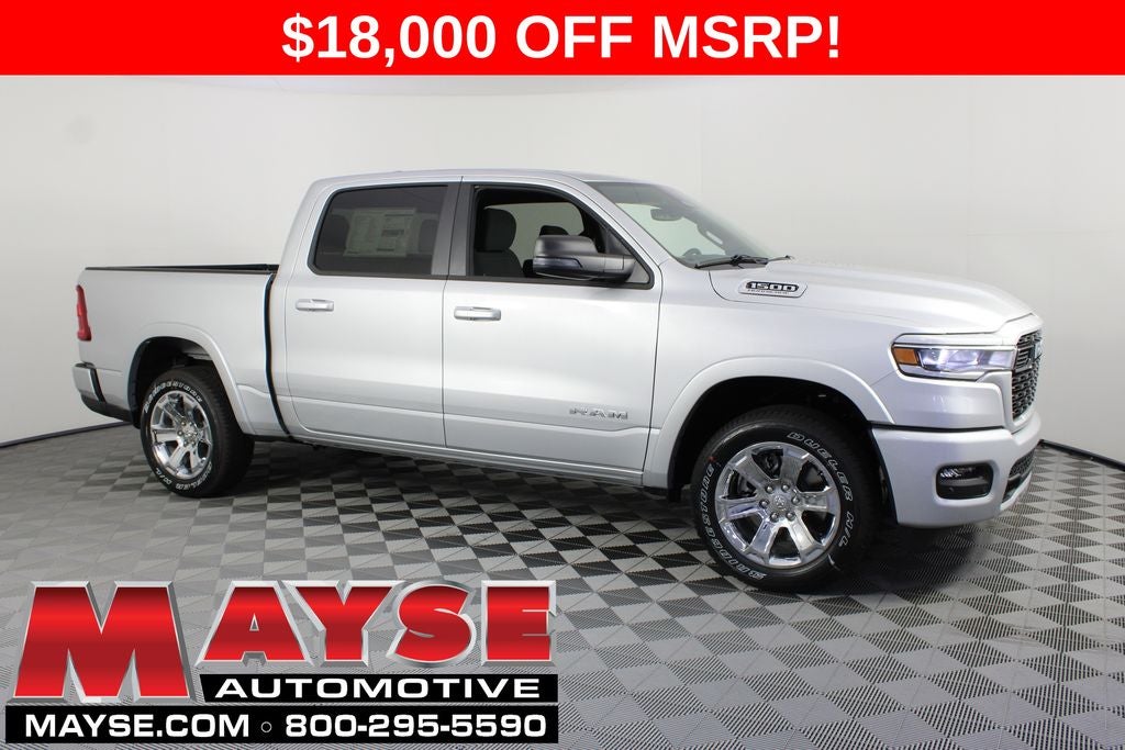 2026 RAM 1500 Big Horn/Lone Star in Silver Zynith Exterior Paint — front three-quarter view
