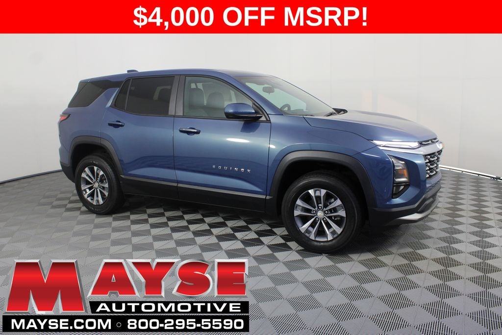 2027 Chevrolet Equinox LT in Lakeshore Blue Metallic — front three-quarter view