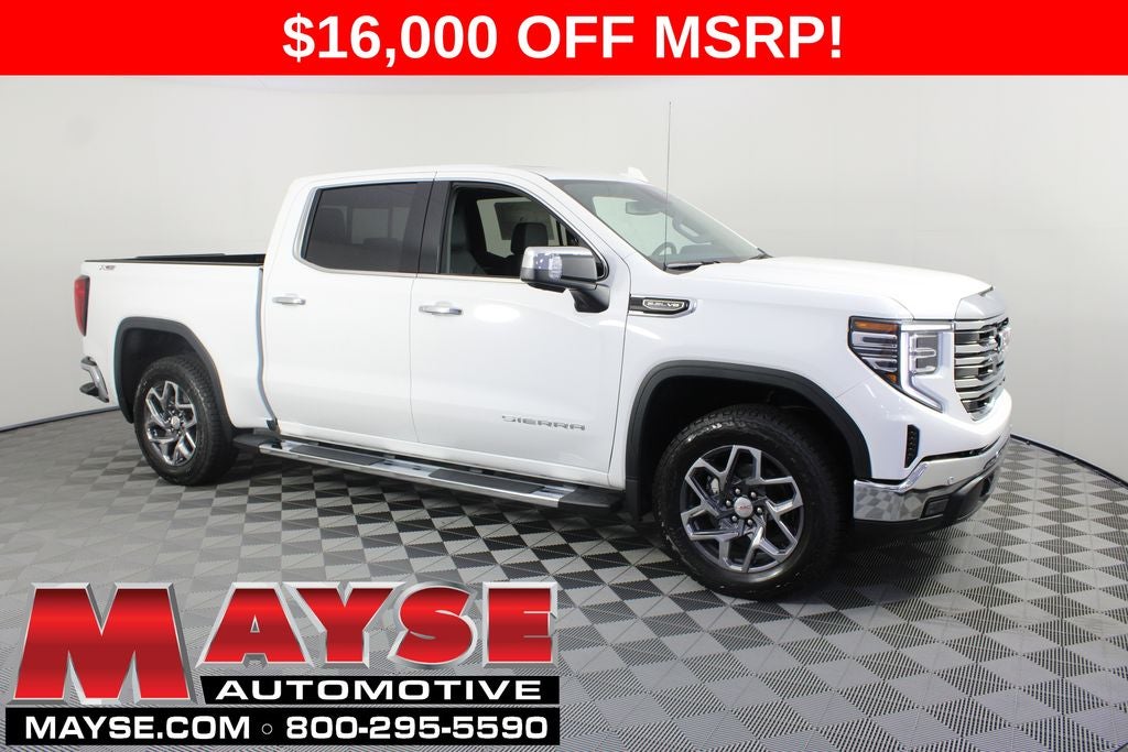 2026 GMC Sierra 1500 SLT in Summit White — front three-quarter view