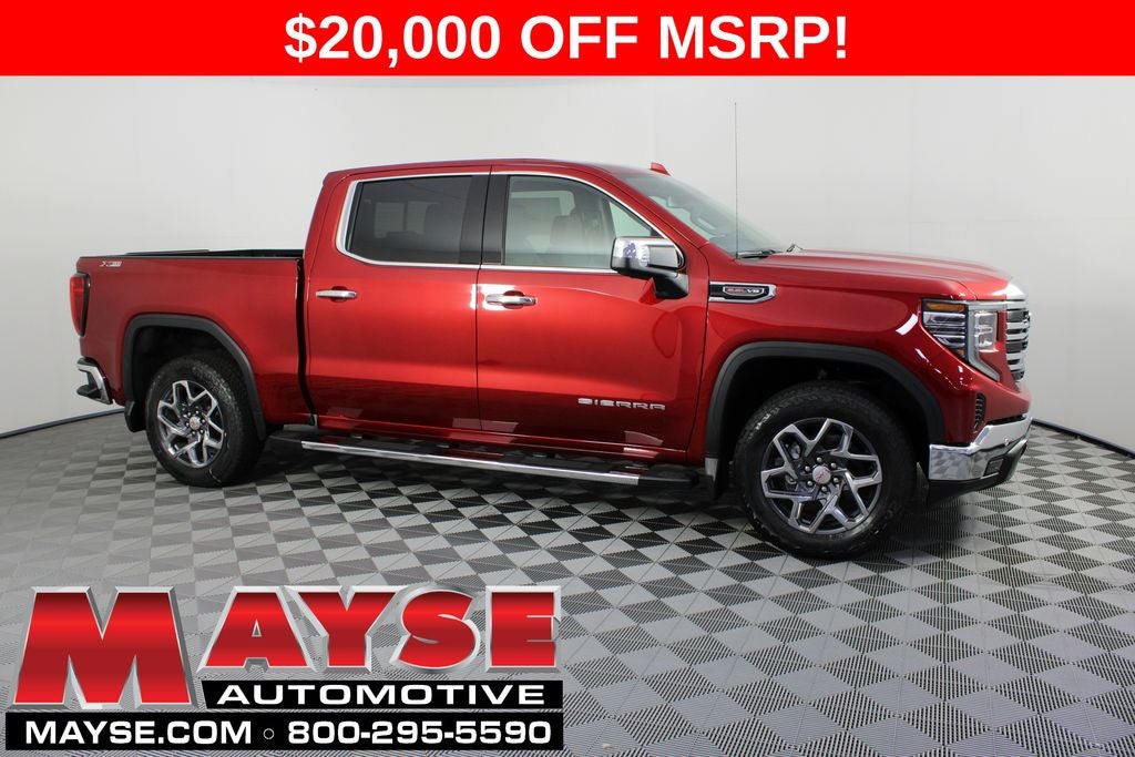 2026 GMC Sierra 1500 SLT in Volcanic Red Tintcoat — front three-quarter view