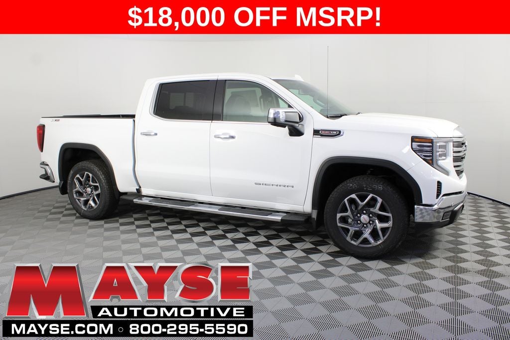 2026 GMC Sierra 1500 SLT in Summit White — front three-quarter view