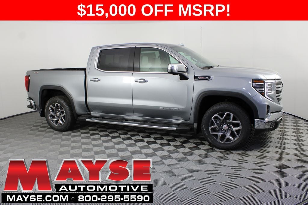 2026 GMC Sierra 1500 SLT in Sterling Metallic — front three-quarter view