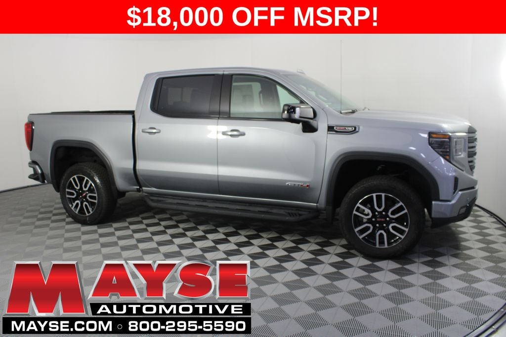 2026 GMC Sierra 1500 AT4 in Sterling Metallic — front three-quarter view